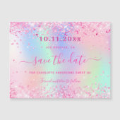 Sweet 16 blush pink Glitzer speichern den Datums-M Magnetkarte (Vorderseite)
