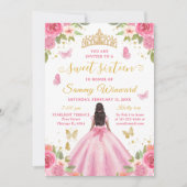 Sweet 16 Blush Pink Princess African American Girl Einladung (Vorderseite)