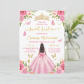 Sweet 16 Blush Pink Princess African American Girl Einladung (Stehend Vorderseite)