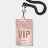 Sweet 16 Blush Pink Rose Gold Glitzer Glitzern Ausweis (Vorderseite mit Schlüsselband)