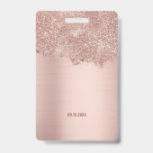 Sweet 16 Blush Pink Rose Gold Glitzer Glitzern Ausweis (Rückseite)