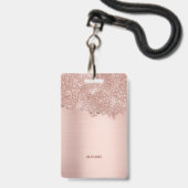Sweet 16 Blush Pink Rose Gold Glitzer Glitzern Ausweis (Rückseite mit Schlüsselband)