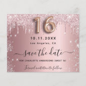 Sweet 16 blush pink silber Haushalt Save the Date Flyer (Vorne)
