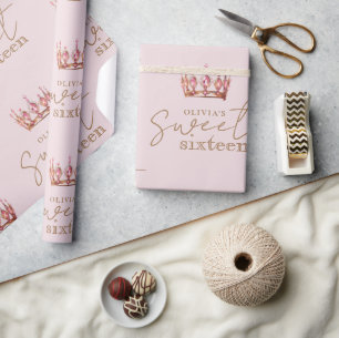 Sweet 16 Blush Pink und Gold Geburtstag Geschenkpapier