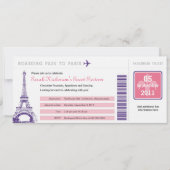 Sweet 16 Boarding Pass nach Paris Einladung (Vorderseite)