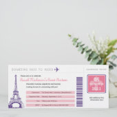 Sweet 16 Boarding Pass nach Paris Einladung (Stehend Vorderseite)
