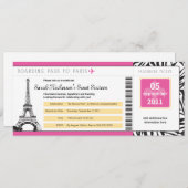 Sweet 16 Boarding Pass nach Paris Einladung (Vorne/Hinten)