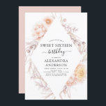 Sweet 16 Boho Dusty Pink Floral 16. Geburtstag Inv Einladung<br><div class="desc">Boho Dusty Pink Floral Bohemischen tropischen Watercolor Rahmen Frühling,  Sommer,  Herbst,  Herbst Sweet 16 Geburtstagsparty Einladungen - beinhaltet schöne und elegante Drehtypografie mit modernen Wüste botanischen Blume für die besondere 16 . Geburtstag 16. Geburtstagsparty.</div>