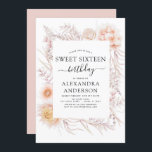 Sweet 16 Boho Dusty Pink Floral Geburtstag Einladung<br><div class="desc">Boho Dusty Pink Floral Bohemischen tropischen Watercolor Rahmen Frühling,  Sommer,  Herbst,  Herbst Sweet 16 Geburtstagsparty Einladungen - beinhaltet schöne und elegante Drehtypografie mit modernen Wüste botanischen Blume für die besondere 16 . Geburtstag 16. Geburtstagsparty.</div>
