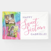 Sweet 16 Boho Gefärbte Krawatte Happy Birthday Fot Banner (Horizontal)