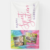 Sweet 16 Boho Gefärbte Krawatte Happy Birthday Fot Banner (Vertikal)