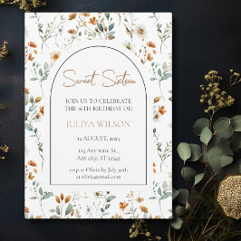 Sweet 16 botanische Wildblume elegant Einladung