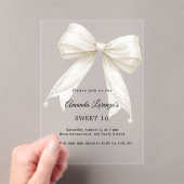 Sweet 16 bow ivory pearls elegant clear luxury acryleinladungen (Insitu (Handheld))