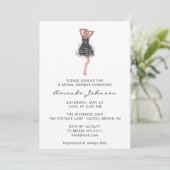 Sweet 16. Brautparty Black Glitzer Dress White Einladung (Stehend Vorderseite)