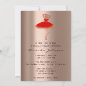Sweet 16. Brautparty Rose Gold Rotes Kleid Einladung (Vorderseite)