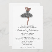 Sweet 16. Brautparty Silberkleid Weiß Einladung (Vorne/Hinten)