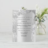 Sweet 16. Brautparty Silver Royal Gray Diamond Einladung (Stehend Vorderseite)