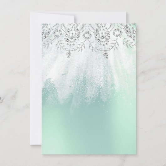 Sweet 16. Bridal Diamond Dress Gray Silver Mint Einladung (Rückseite)
