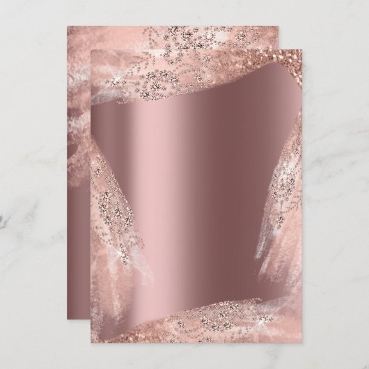 Sweet 16. Bridal Dress Rose Diamond Funkelnd Einladung (Vorne/Hinten)