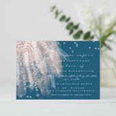 Sweet 16. Bridal Dress Rose Gold Blue Navy Einladung (Stehend Vorderseite)