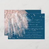 Sweet 16. Bridal Dress Rose Gold Blue Navy Einladung (Vorne/Hinten)