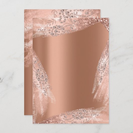 Sweet 16. Bridal Dress Rose Kupfer Diamond Spark Einladung (Vorne/Hinten)