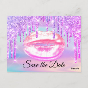 Sweet 16. Bridal Quinceanera Kiss Pink Tropfen Postkarte
