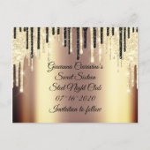 Sweet 16. Bridal Quinceanera Tropfen Glitzer Gold Postkarte (Vorderseite)