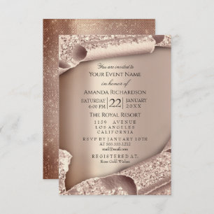 Sweet 16. Bridal Wedding 3D Rose Gold Einladung