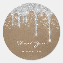 Sweet 16. Bridal Wedding Paper Kraft Tropfen Runder Aufkleber