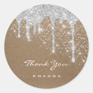 Sweet 16. Bridal Wedding Paper Kraft Tropfen Runder Aufkleber
