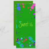 Sweet 16 Bright Neon Paint Spritzer, Einladung (Vorne/Hinten)
