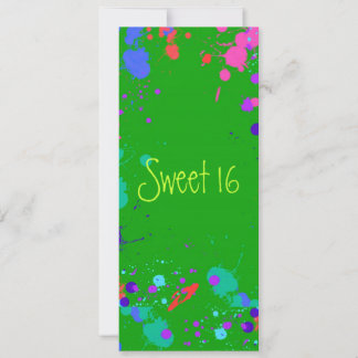 Sweet 16 Bright Neon Paint Spritzer, Einladung