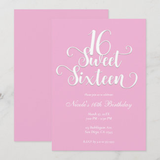 Sweet 16 Bubblegum Pink & White Geburtstagsparty Einladung