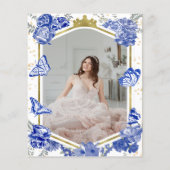 Sweet 16 Budget Foto Einladung Blauer Schmetterlin (Rückseite)