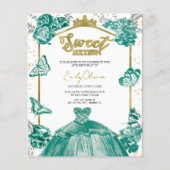 Sweet 16 Budget Foto Einladung Grüne Schmetterling (Vorderseite)