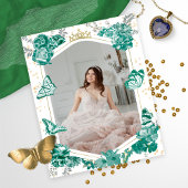 Sweet 16 Budget Foto Einladung Grüne Schmetterling