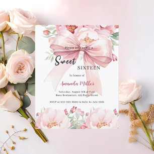 Sweet 16-Bugrosa Aquarellfloralen Einladung