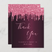 Sweet 16 burgundy rosa Name danke Ihnen Karte (Vorne/Hinten)