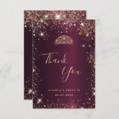 Sweet 16 burgundy Rose Gold Danke Karte (Vorne/Hinten)