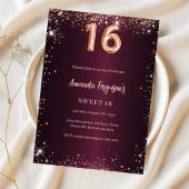 Sweet 16 burgundy Rose Gold Einladung