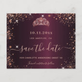 Sweet 16 burgundy Rose Gold Save the Date Karte (Vorderseite)
