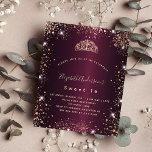 Sweet 16 burgundy Rose tiara Haushaltseinladung Flyer<br><div class="desc">Bitte beachten Sie, dass diese Einladung auf Flyer Papier und sehr dünn ist. Umschläge sind nicht enthalten. Für dickere Einladungen (gleiche Gestaltung) besuchen Sie bitte unseren Shop. Für einen eleganten Sweet 16, 16. Geburtstag. Ein bordeauxrotes Imitat mit metallisch anmutender Hintergrundfarbe. Dekoriert mit Rose vergoldeten Imitaten Glitzer Staub und ein Tiara,...</div>