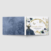 Sweet 16 Butterfly Blume Dunkles blaues Kleid Gästebuch (Voll)