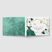 Sweet 16 Butterfly Blume Smaragdgrünes Kleid Gästebuch (Voll)