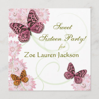 Sweet 16 Butterfly und Daisy Einladungskarte Einladung