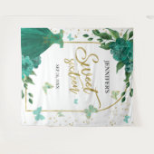 Sweet 16 Butterflys Emerald Green Gown Hintergrund Wandteppich (Vorderseite (Horizontal))