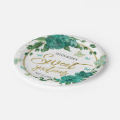 Sweet 16 Butterflys Emerald Green Gown Pappteller (Schrägansicht)