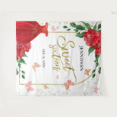 Sweet 16 Butterflys Emerald Red Gown Hintergrund Wandteppich (Vorderseite (Horizontal))