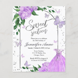 Sweet 16 Butterflys Lavendel Einladung